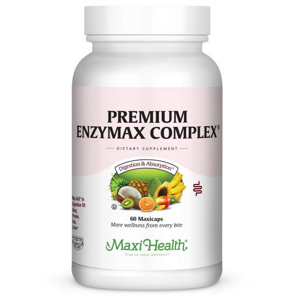 Maxi Health Premium Enzymax Complex 60 Capsules - Kosher Digestive Enzyme Supplement